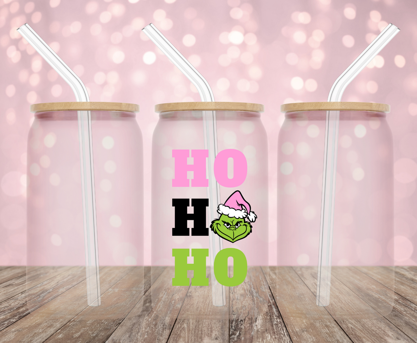 Grinchy Ho Ho Ho Pink UV DTF Decal