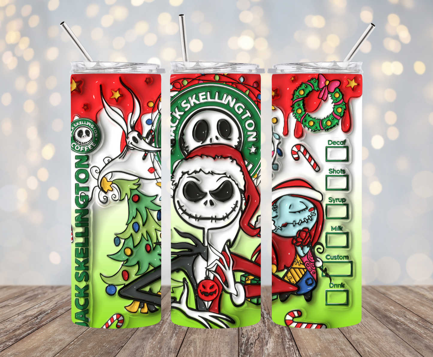 Jack & Sally Christmas 3D Tumbler