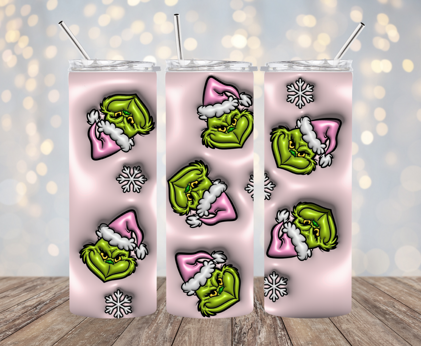 Pink and Grinchy 3D Tumbler
