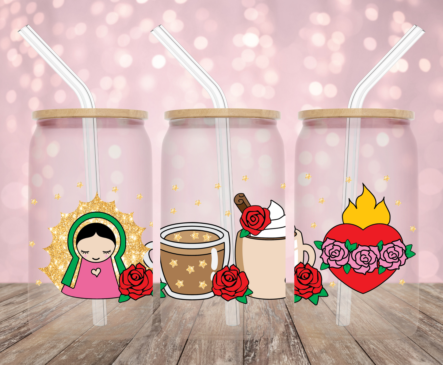 Virgencita y Cafecitos UV DTF Wrap