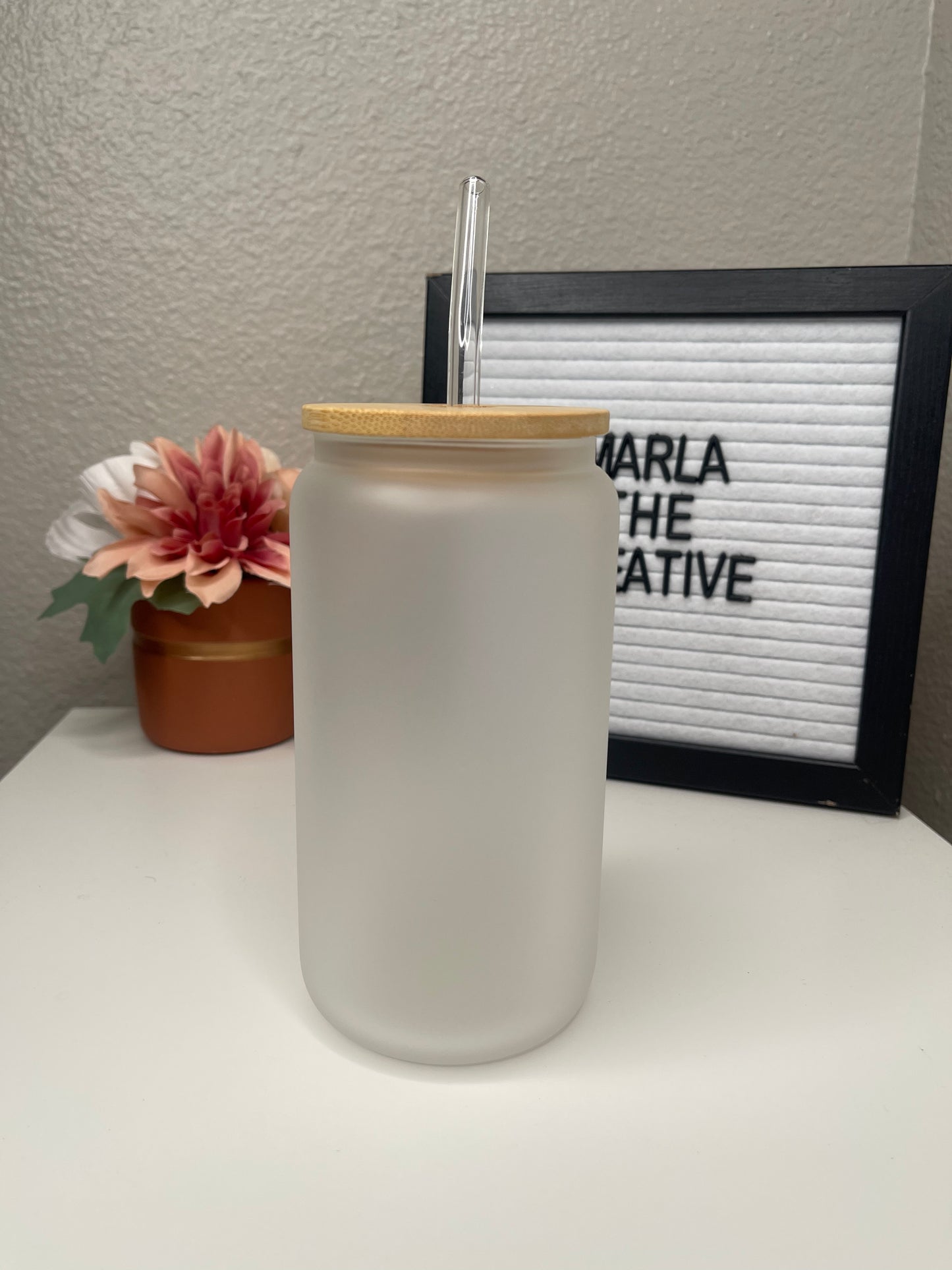 Frosted 16 oz Glass Can