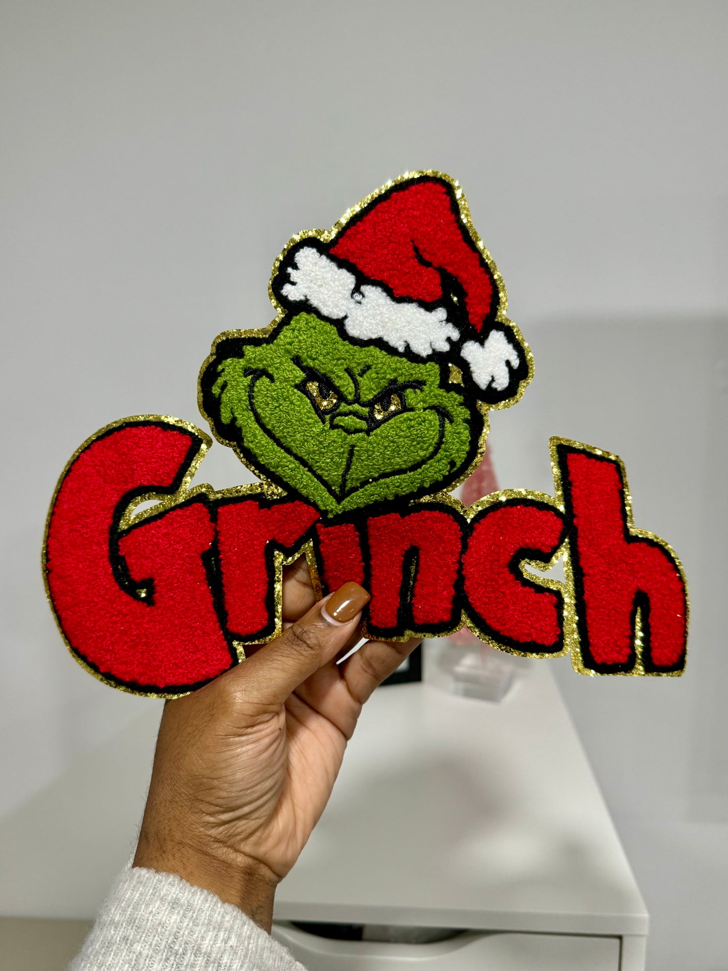 Green Man Red Chenille Patch