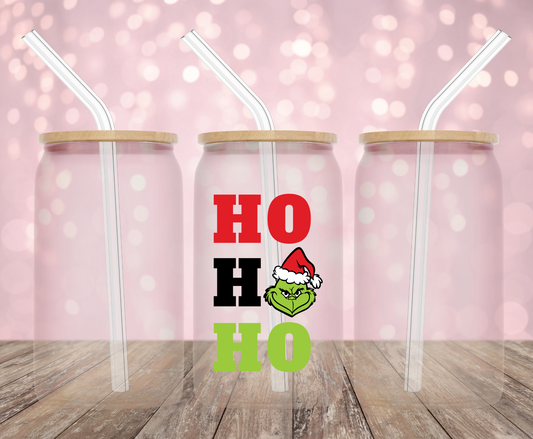 Grinchy Ho Ho Ho Red UV DTF Decal