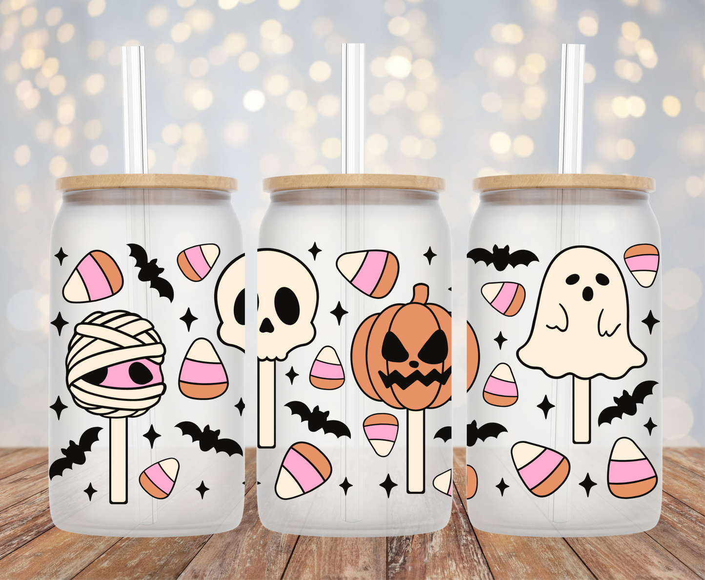 Spooky & Pink Candy Corn UV DTF Wrap