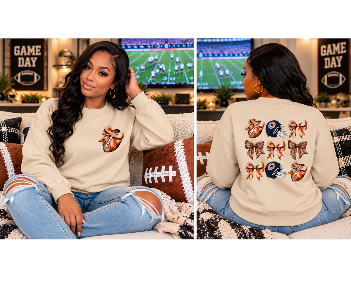 Chicago Football and Bows Crewneck