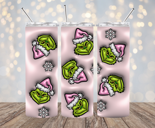 Pink and Grinchy 3D Tumbler