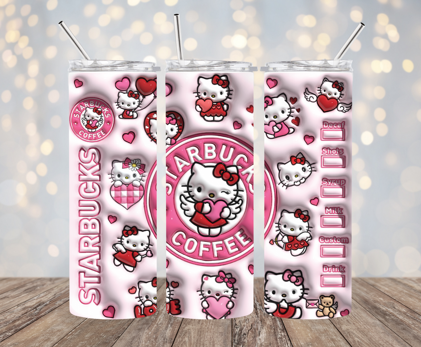 Kawaii Kitty Love 3D Tumbler