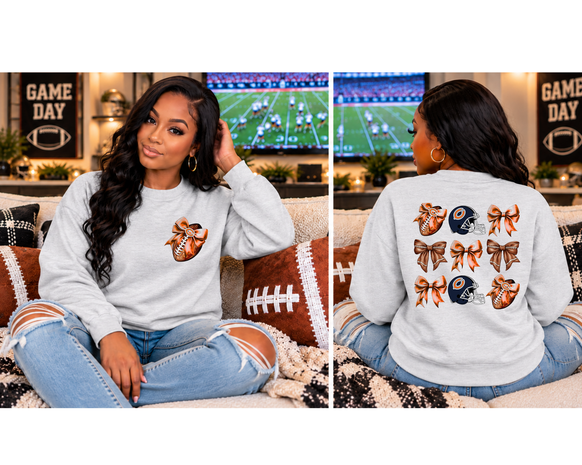 Chicago Football and Bows Crewneck