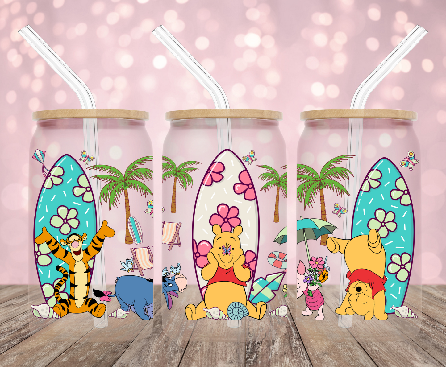 Surfing Hunny Bear UV DTF Wrap