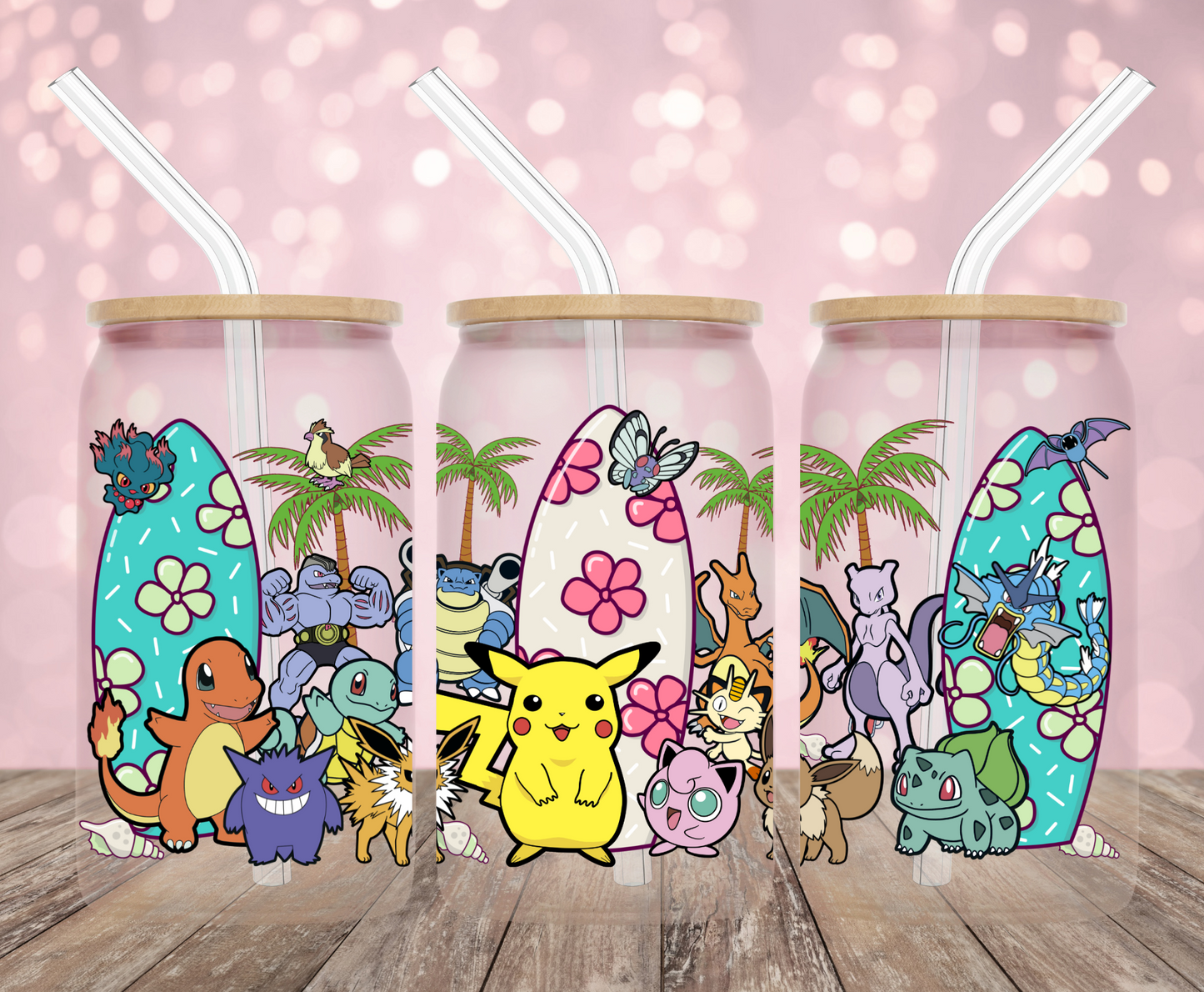 Surfing Pocket Monsters Friends UV DTF Wrap