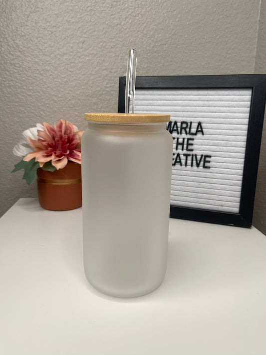 Frosted 16 oz Glass Can