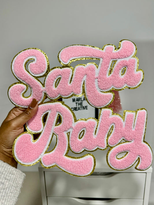 Santa Baby Pink Chenille Patch