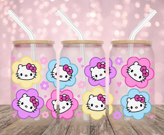 Kawaii Cat Flowers UV DTF Wrap