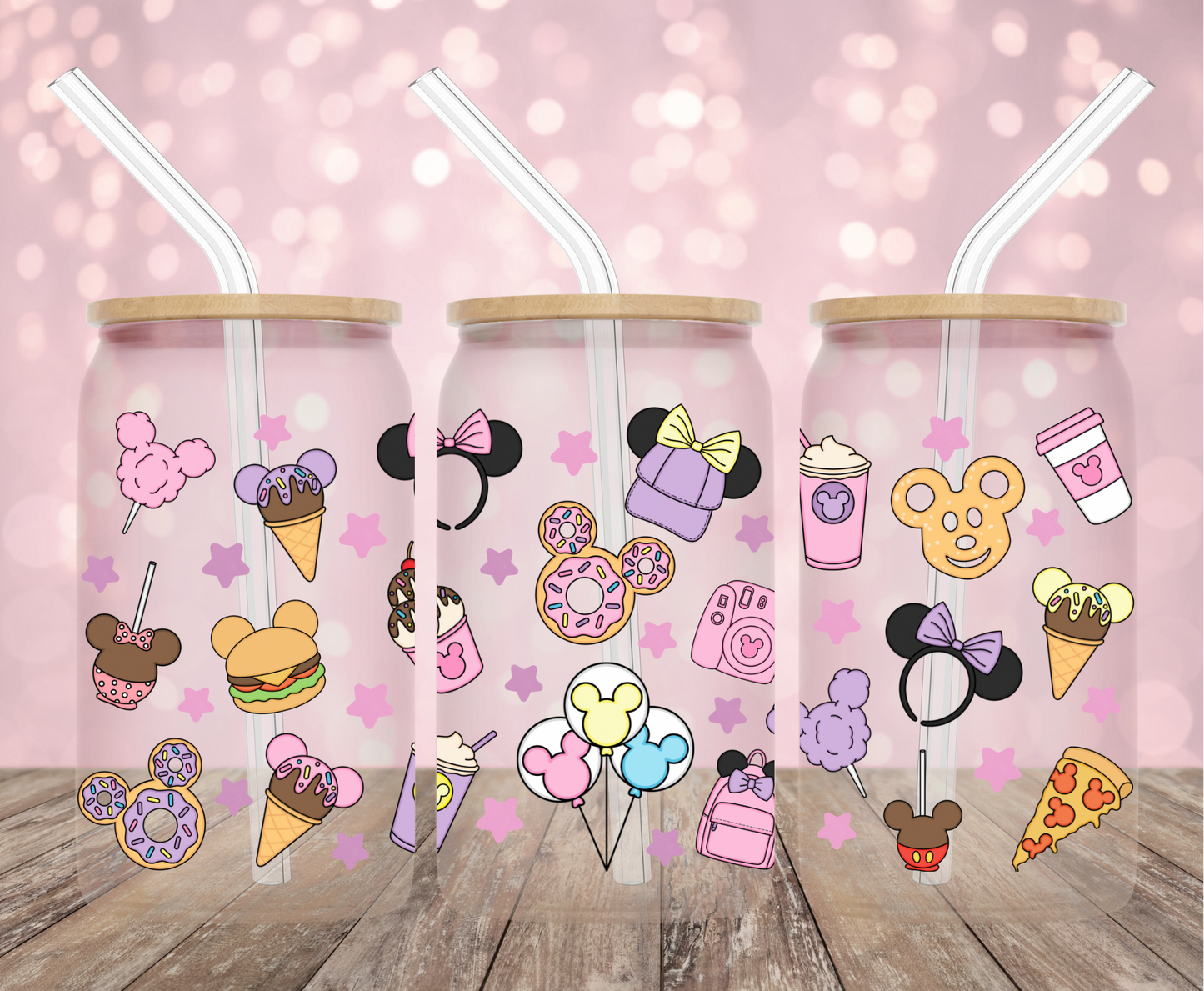 Pink and Purple Magic Park Snacks UV DTF Wrap