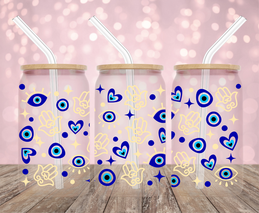 Blue Evil Eye and Hamsa UV DTF Wrap