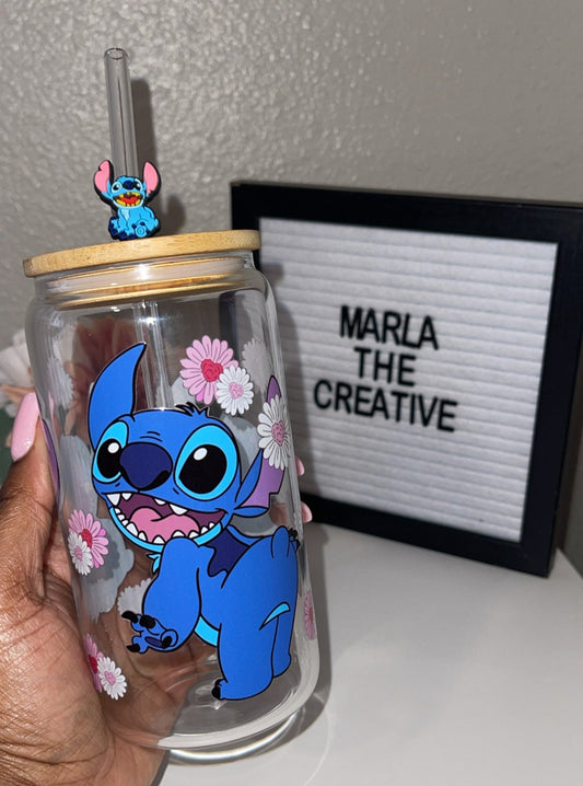 Alien Spring Flowers Glass Can