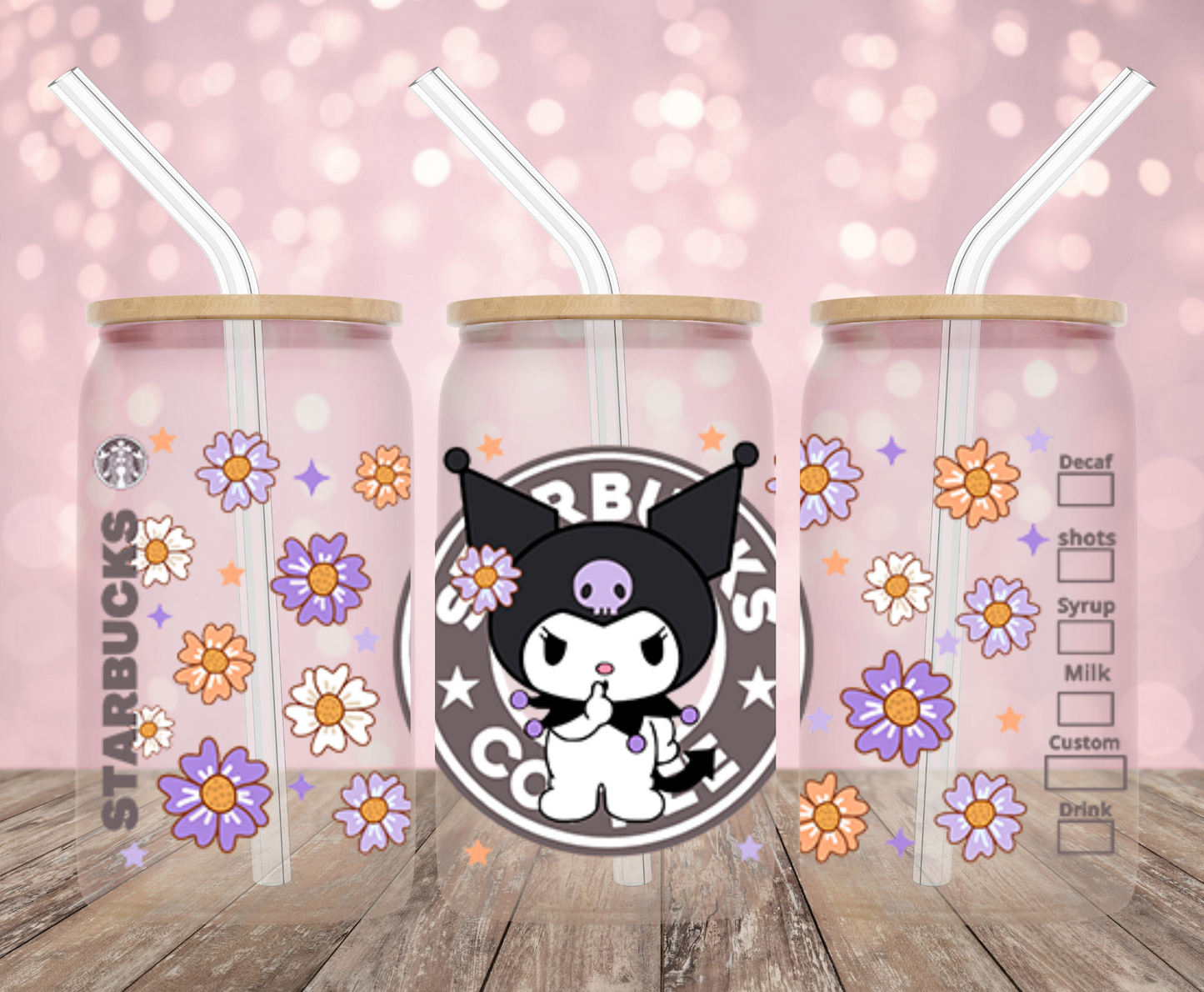 Kawaii Rabbit Coffee UV DTF Wrap