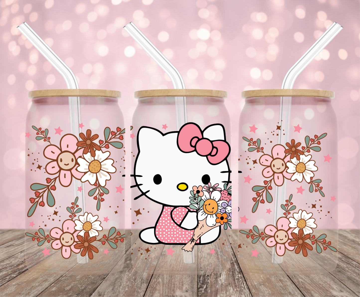 Kawaii Cat Spring Flowers UV DTF Wrap