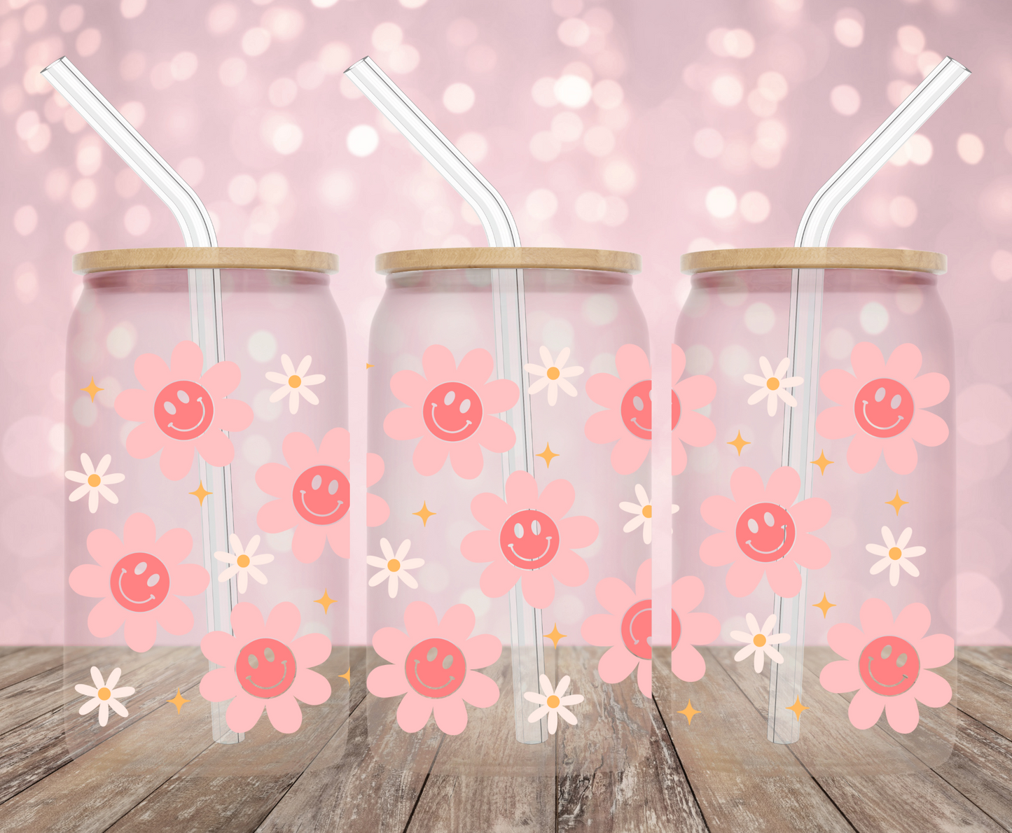 Smiley Flowers UV DTF Wrap