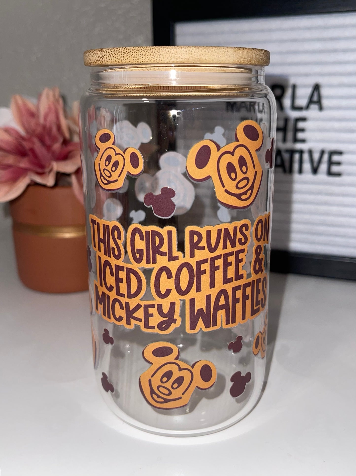 Coffee and Mouse Waffles Glass Can