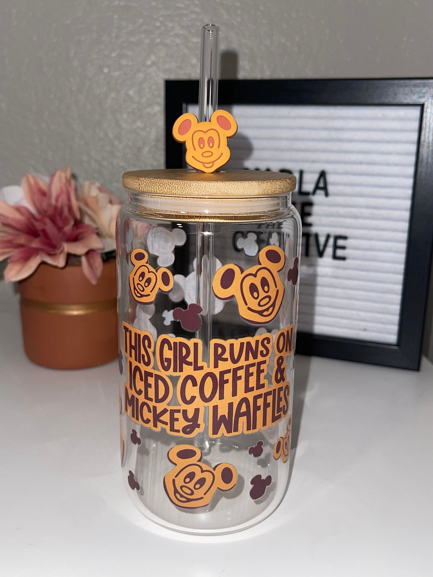 Coffee and Mouse Waffles Glass Can